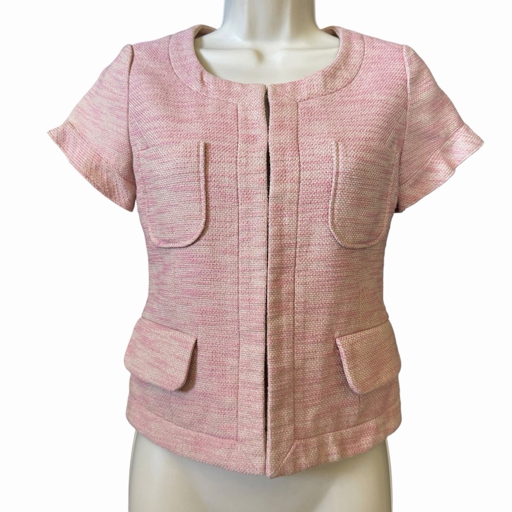 Jill Stuart Pink‎ Tweed Blazer Small•Parisian Barbiecore Coquette Classy Preppy